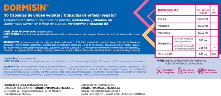 DORMISIN COMPLEMENTO ALIMENTICIO DORMIR MEJOR SUEÑO REPARADOR Y PROLONGADO
COMPRA ONLINE EN https://parafarmaciashop.com/