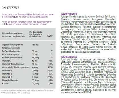 COMPLEMENTO ALIMENTICIO MÁS ENERGIA Y RENDIMIENTO PARASTENIL PLUS EN FORMATO STICK VENTA ONLINE EN https://parafarmaciashop.com/