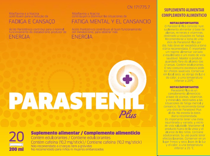 COMPLEMENTO ALIMENTICIO MÁS ENERGIA Y RENDIMIENTO PARASTENIL PLUS EN FORMATO STICK VENTA ONLINE EN https://parafarmaciashop.com/